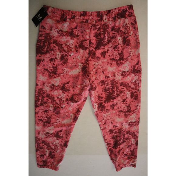 Under Armour 1373040 669 Women's Sz XL Pink Tie Dye Rival Terry Print Joggers - Picture 4 of 11